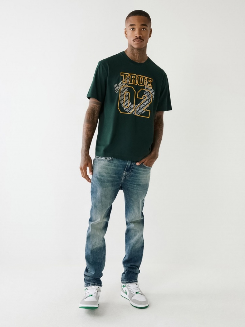 T Shirts True Religion True 02 Logo Homme Bleu Marine | OVJ-12206301