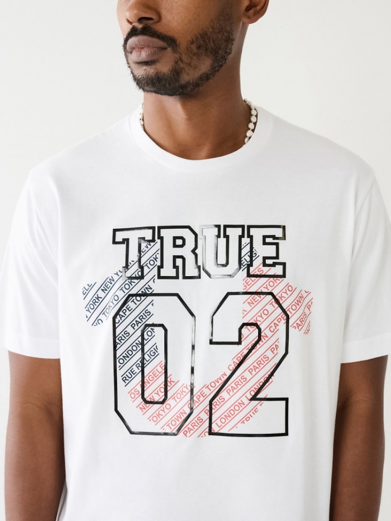 T Shirts True Religion True 02 Logo Homme Bleu | MOM-41985252