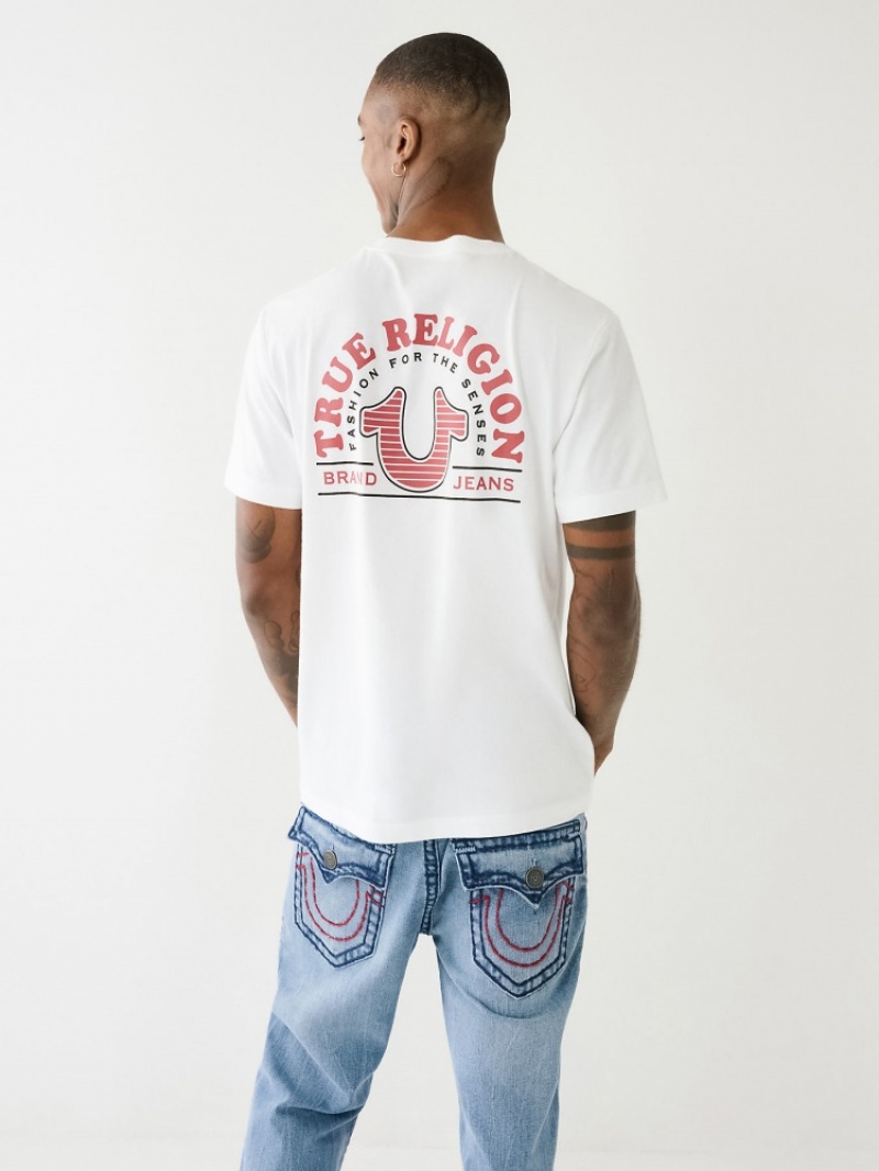 T Shirts True Religion Tr Mode Sense Logo Homme Bleu Orange | AQH-12409155