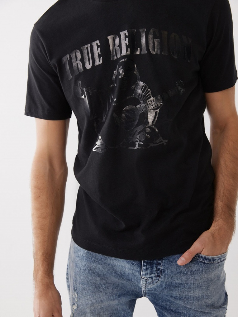 T Shirts True Religion Tonal Buddha Homme Noir Jaune | MIC-93302420