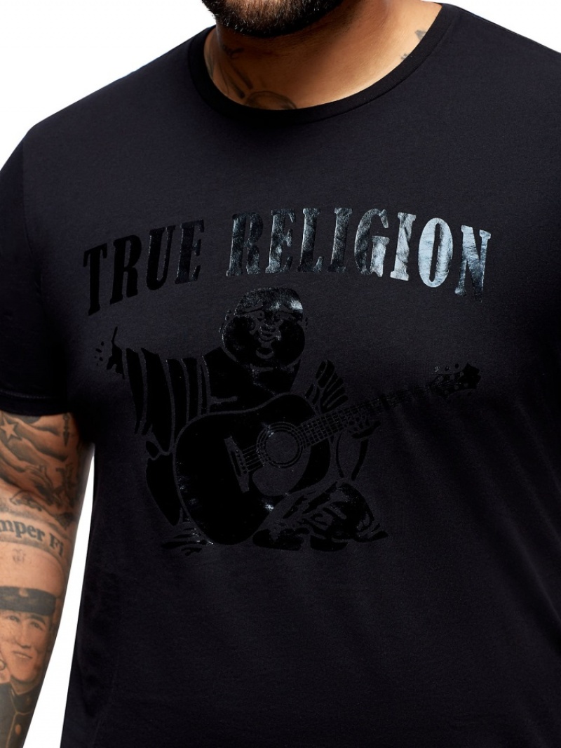 T Shirts True Religion Tonal Buddha Homme Noir Jaune | MIC-93302420