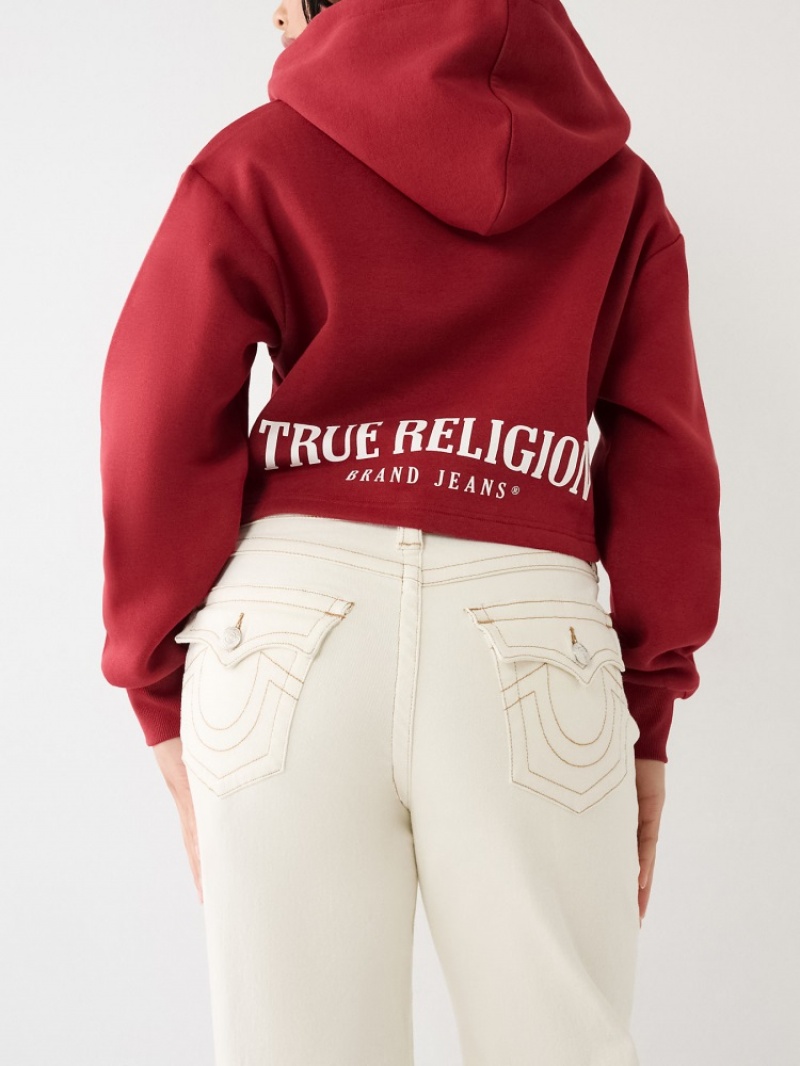 Sweat a Capuche True Religion Dentelle Up Logo Crop Femme Bleu Marine | VIO-85471542