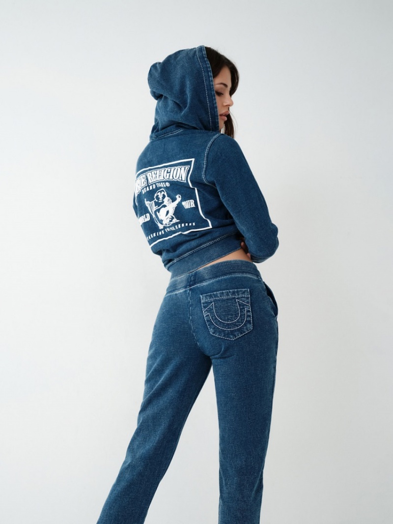 Sweat a Capuche True Religion Indigo Big T Zip Femme Noir | EZZ-44714295