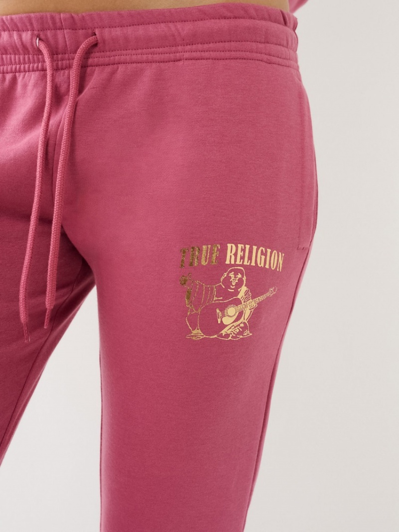 Pantalon Survêtement True Religion Metallic Buddha Logo Fleece Femme Orange Rose | PDW-62023308