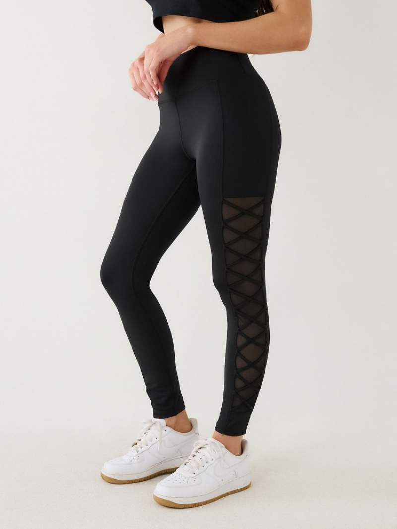 Leggings True Religion Mesh Dentelle Up High Rise Femme Kaki | XHJ-96798761