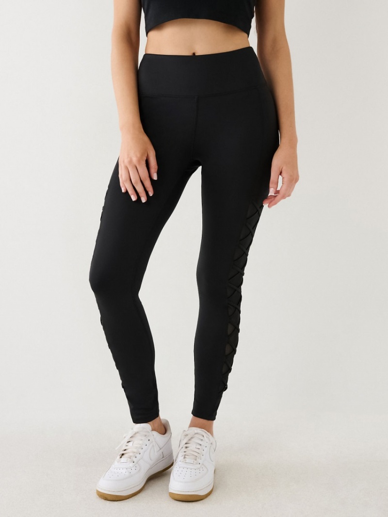 Leggings True Religion Mesh Dentelle Up High Rise Femme Kaki | XHJ-96798761