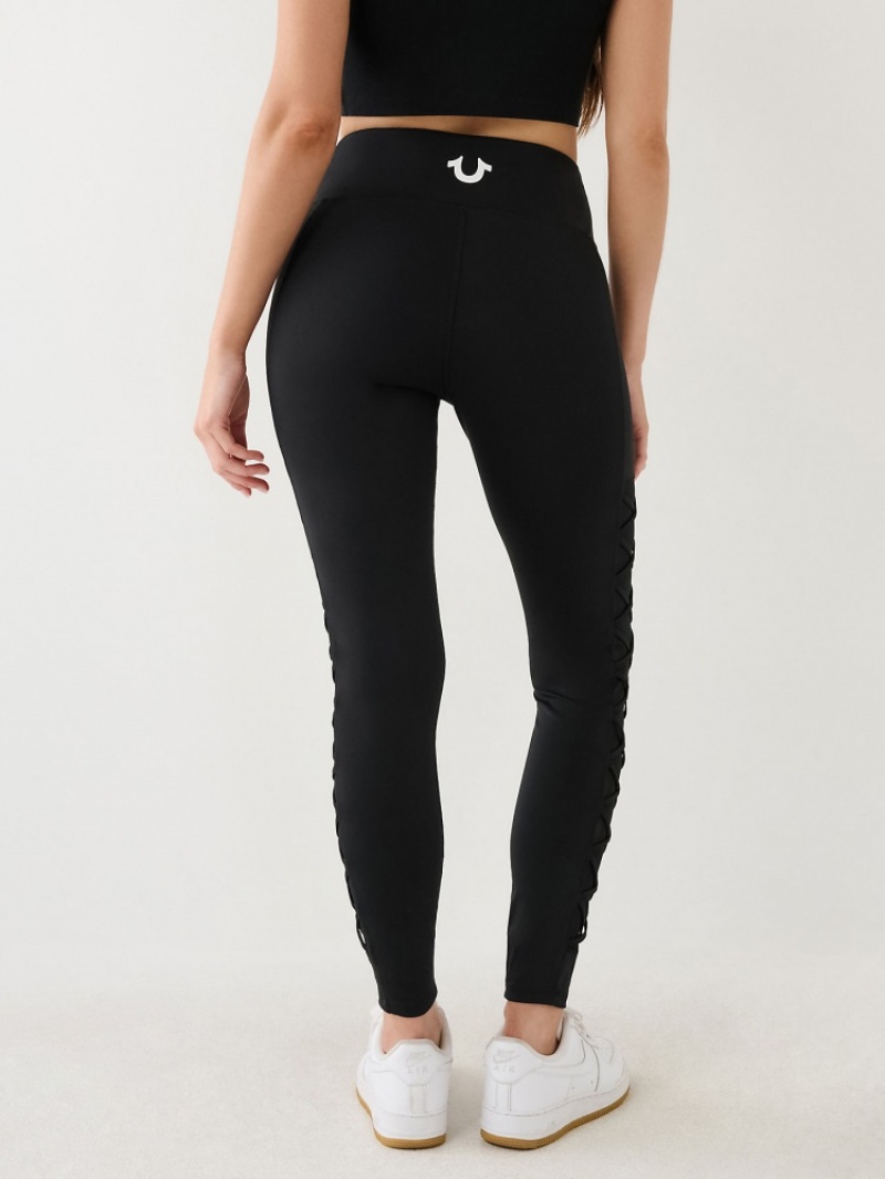 Leggings True Religion Mesh Dentelle Up High Rise Femme Kaki | XHJ-96798761