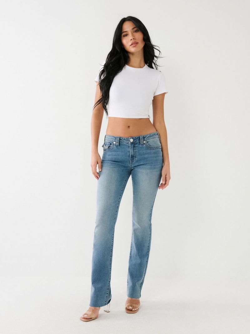 Straight Fit Jeans True Religion Billie Raw Hem Femme Blanche Bleu | IGB-95008572