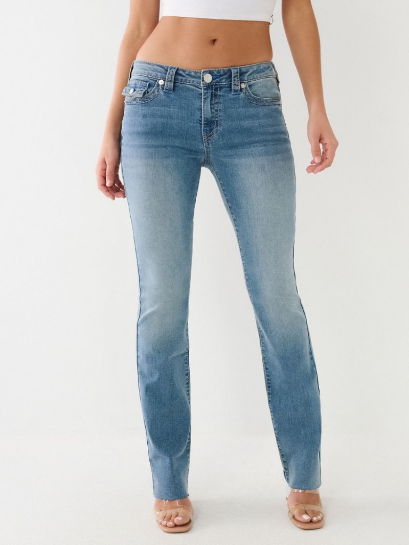 Straight Fit Jeans True Religion Billie Raw Hem Femme Blanche Bleu | IGB-95008572