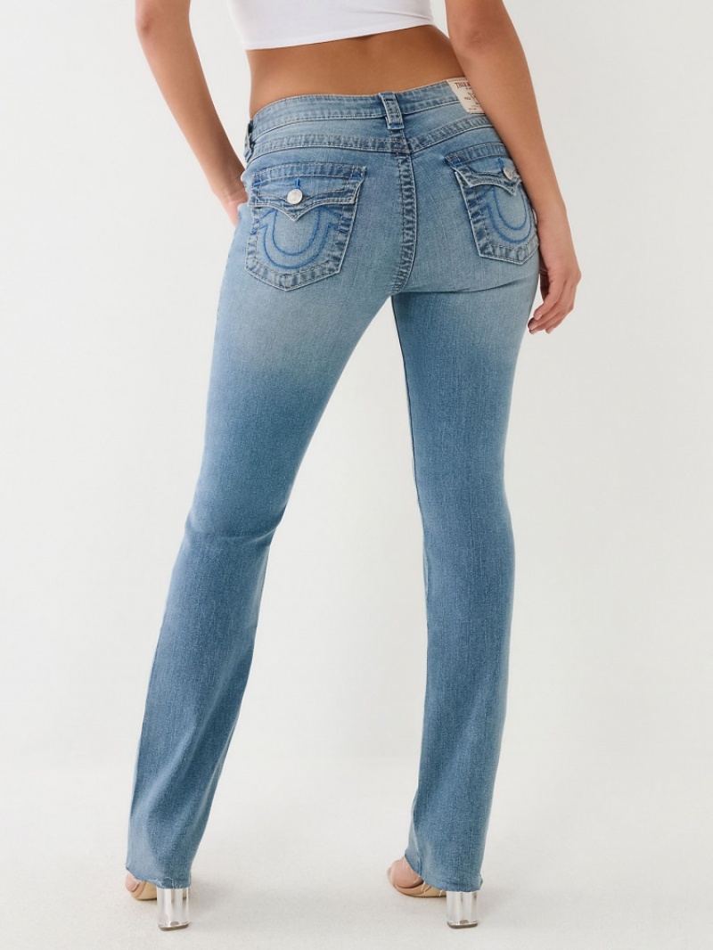 Straight Fit Jeans True Religion Billie Raw Hem Femme Blanche Bleu | IGB-95008572