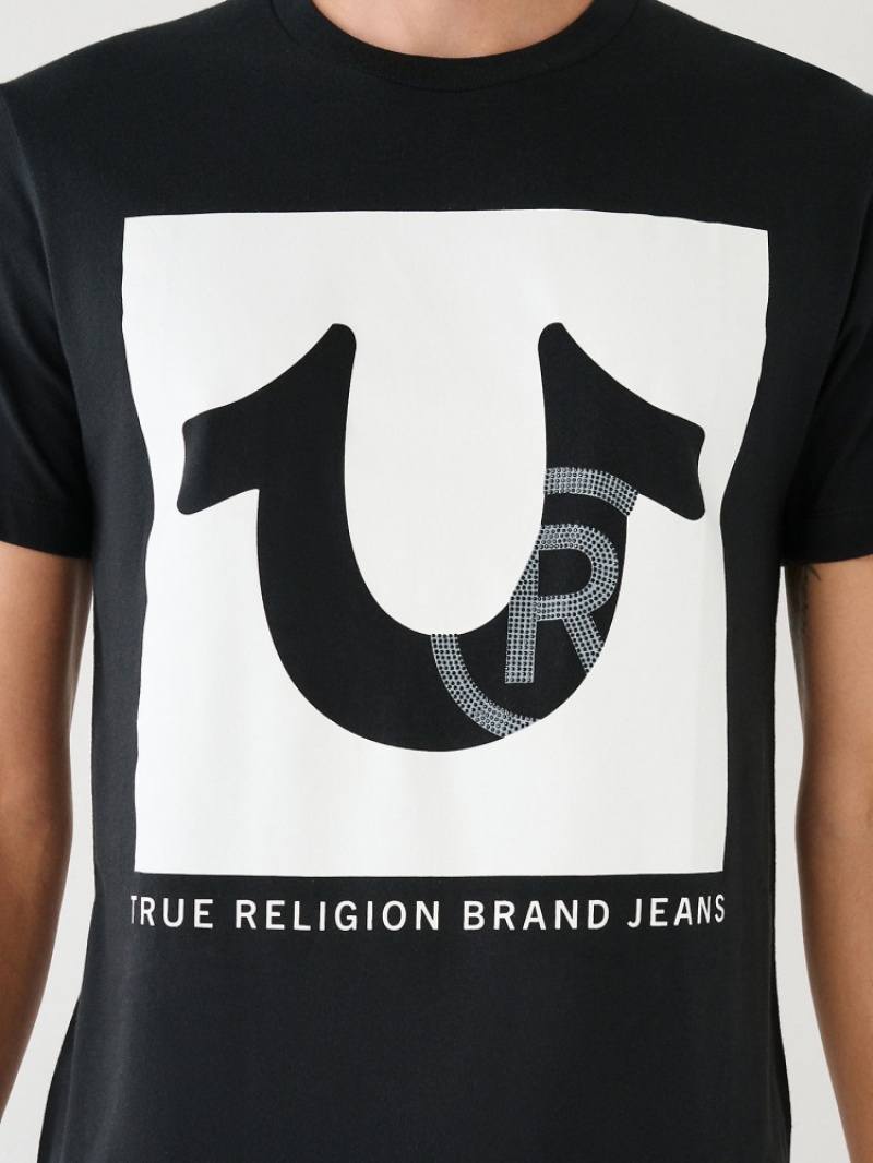 T Shirts True Religion Studded Logo Homme Bleu Marine | XII-45784674