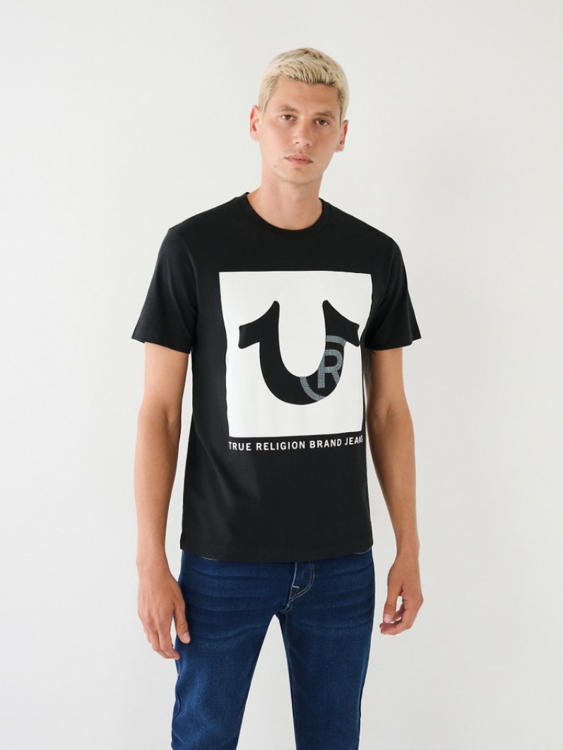 T Shirts True Religion Studded Logo Homme Bleu Marine | XII-45784674