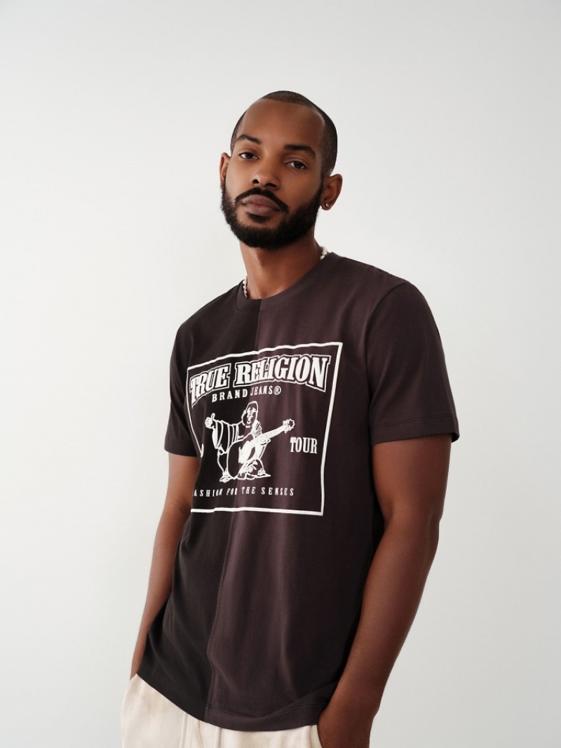 T Shirts True Religion Split Logo Homme Noir | DXM-84496352