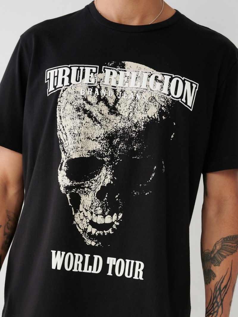 T Shirts True Religion Skull World Tour Relaxed Homme Bleu | XPD-87087382