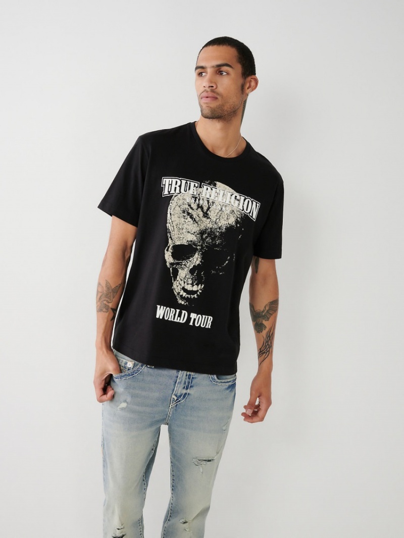 T Shirts True Religion Skull World Tour Relaxed Homme Bleu | XPD-87087382