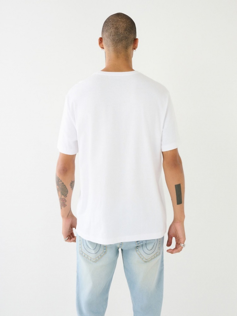 T Shirts True Religion Shoey Illusion Graphique Relaxed Homme Blanche Bleu Marine | OCS-88614562