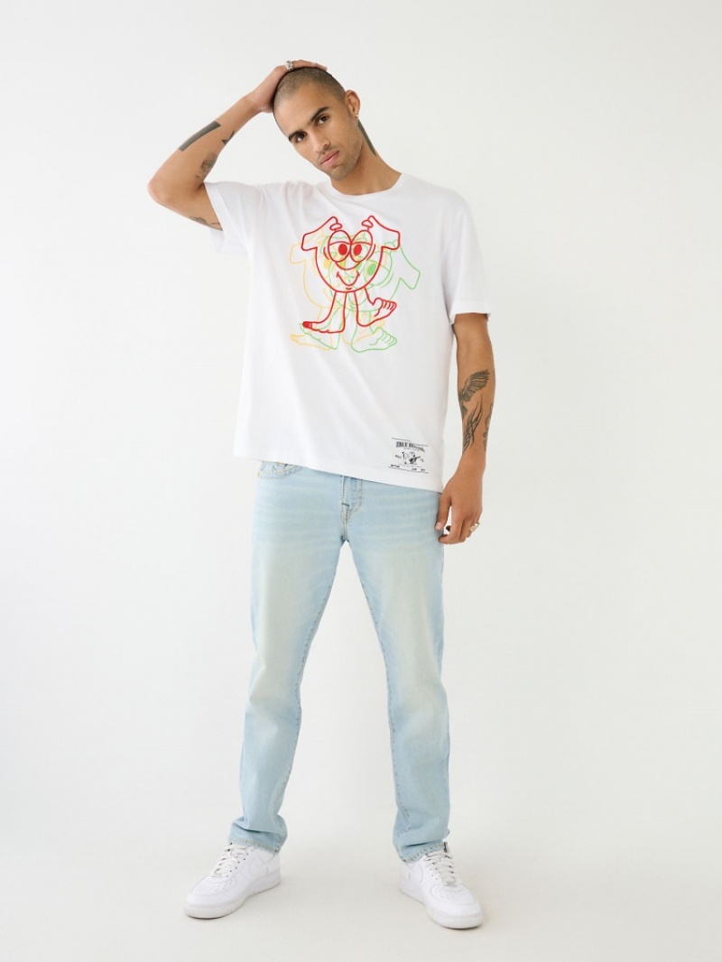 T Shirts True Religion Shoey Illusion Graphique Relaxed Homme Blanche Bleu Marine | OCS-88614562