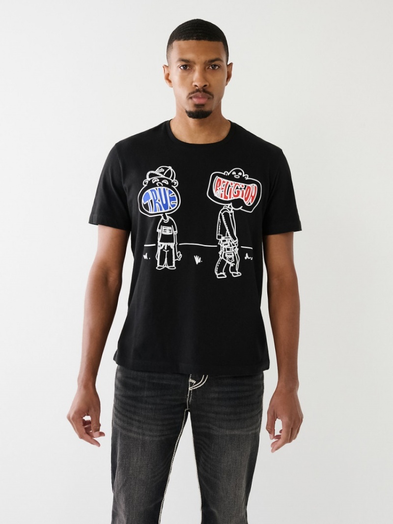 T Shirts True Religion Relaxed True Boy Homme Blanche Noir | QAY-85464734