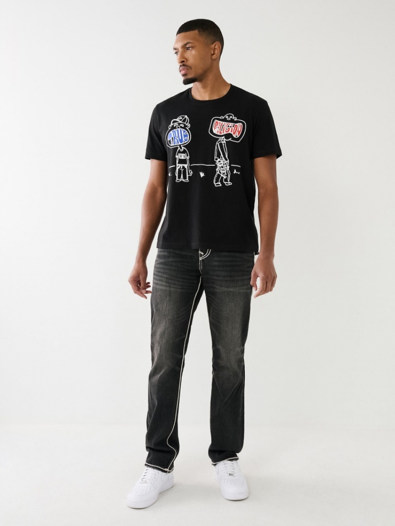 T Shirts True Religion Relaxed True Boy Homme Blanche Noir | QAY-85464734