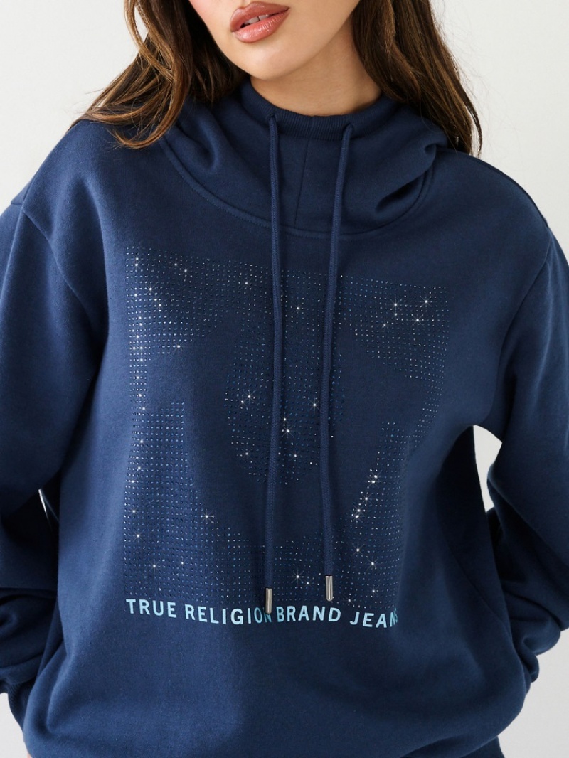 Sweat a Capuche True Religion Crystal Relaxed Femme Noir | IWP-34087061