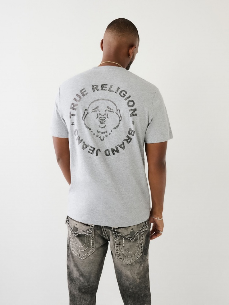 T Shirts True Religion Metallic Buddha Logo Corta Sleeve Homme Bleu Marine | QUC-05434549