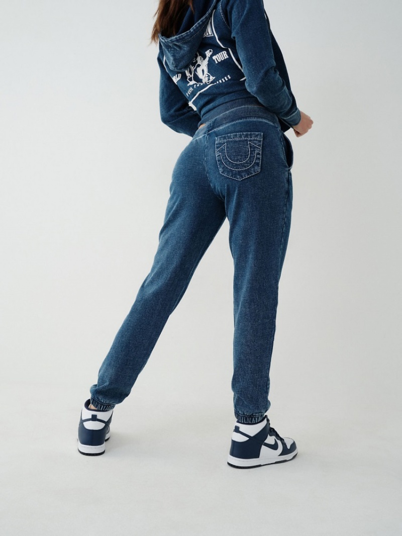 Pantalon Survêtement True Religion Indigo Big T Femme Bleu | MVA-70620809