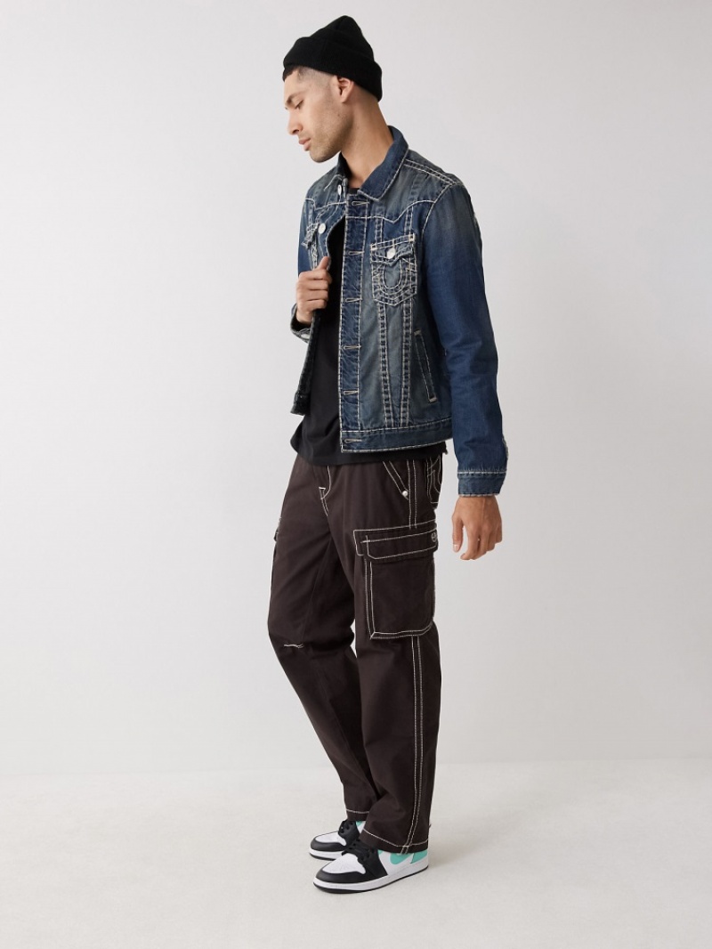 Pantalon Cargo True Religion Big T Homme Noir | KOE-85833481