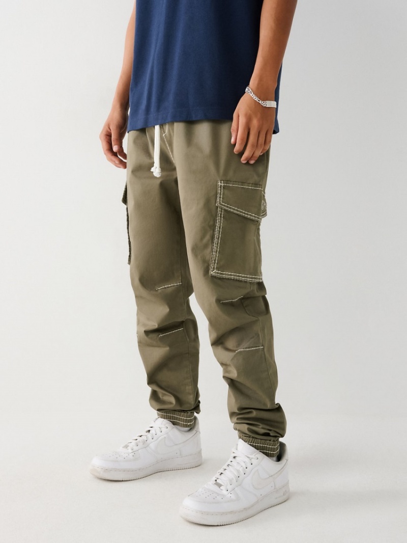 Pantalon Cargo True Religion Big T Cargo Jogger Pant Homme Blanche Bleu | CBN-51888368