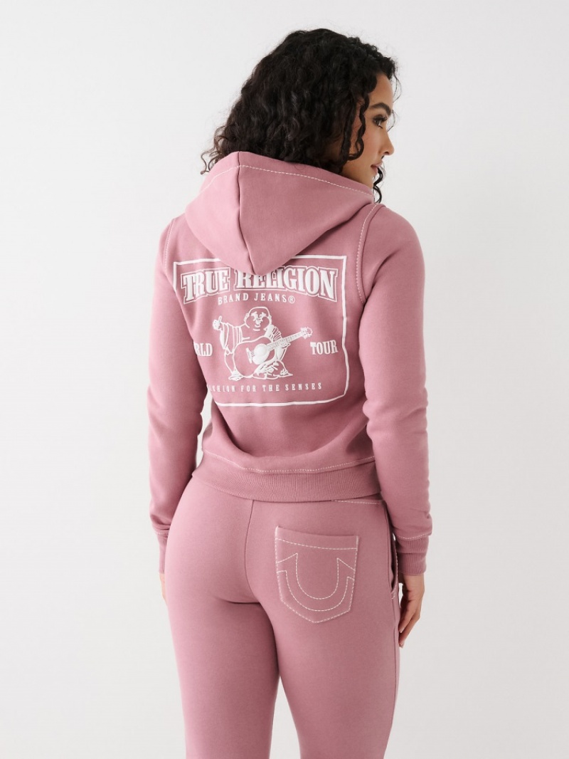 Sweat a Capuche True Religion Big T Zip Femme Blanche Bleu Marine | MAM-72546065