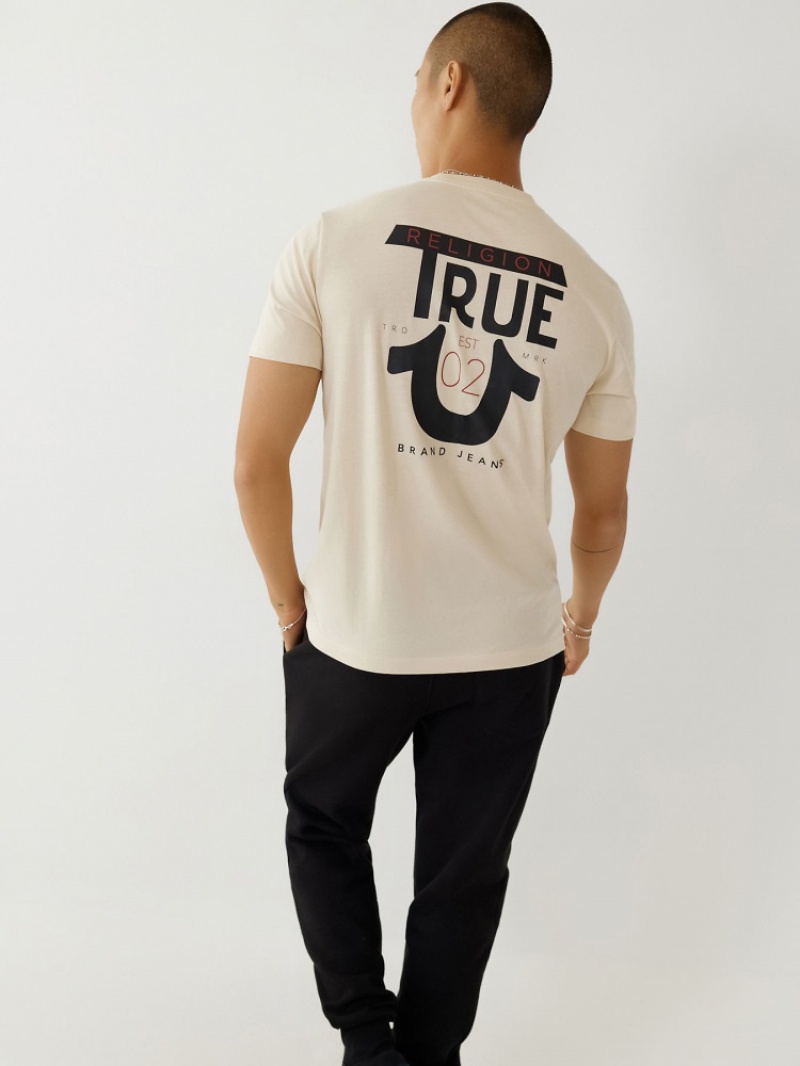 T Shirts True Religion Logo Homme Jaune | GOY-20341199