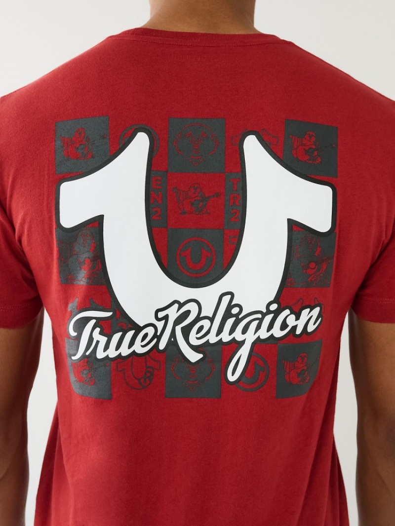 T Shirts True Religion Hs Tr Grid Crew Homme Bleu | SYO-06824366