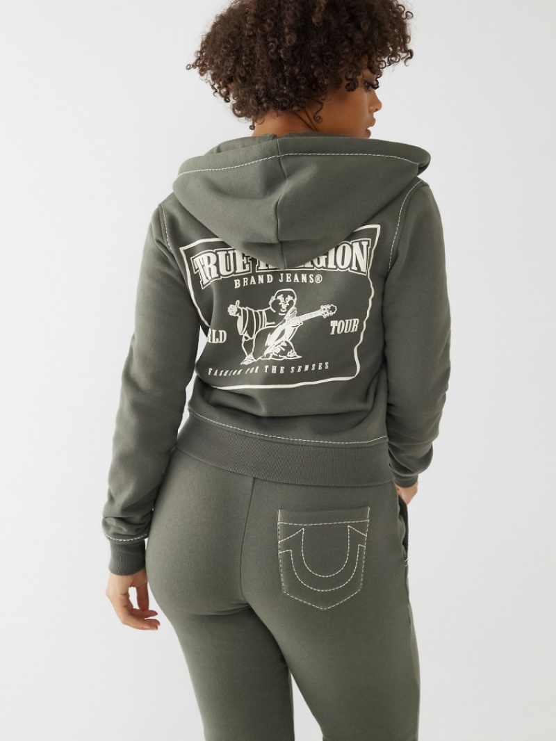 Sweat a Capuche True Religion Big T Stitch Logo Zip Femme Bleu Marine | ZBG-40239221