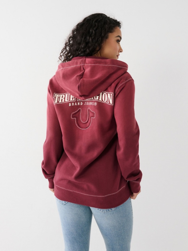 Sweat a Capuche True Religion Big T Logo Zip Relaxed Femme Jaune | KYZ-06863888