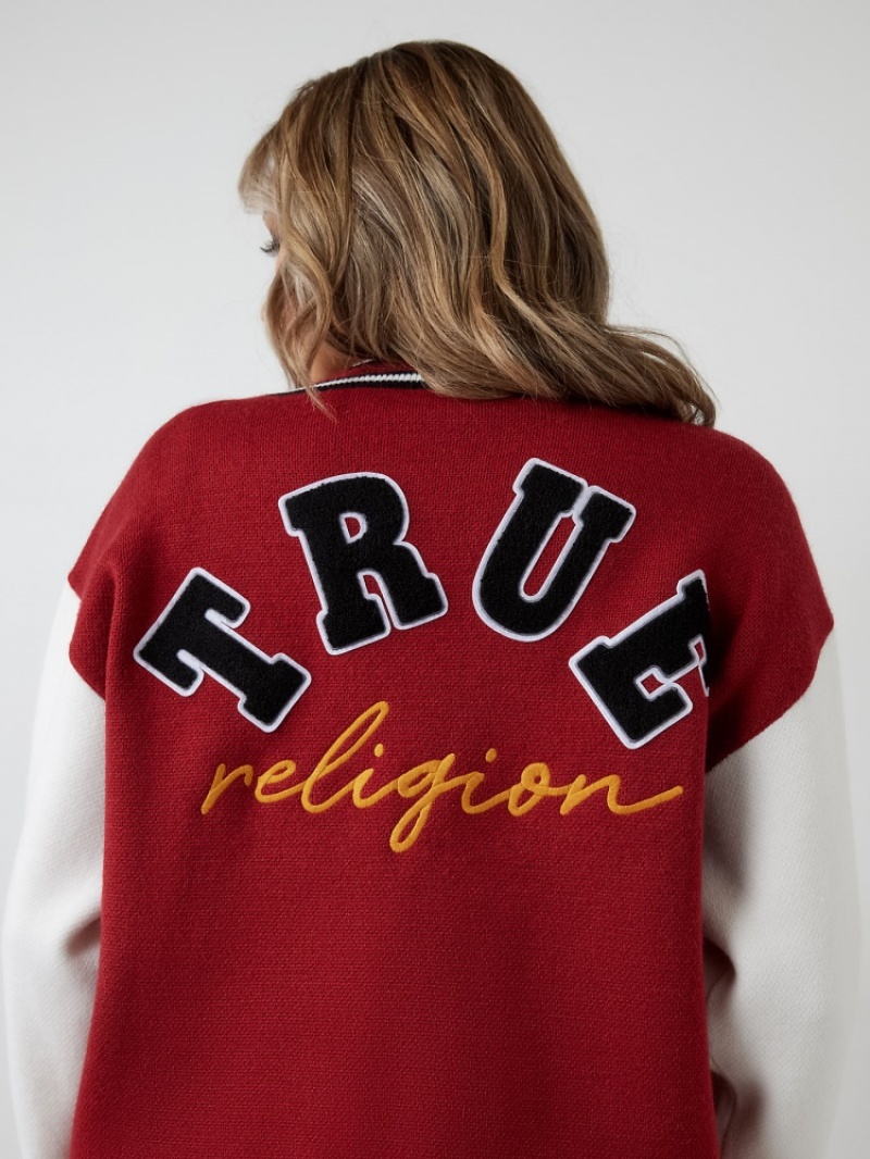 Cardigan True Religion Varsity Femme Bleu Orange | XGN-57739412