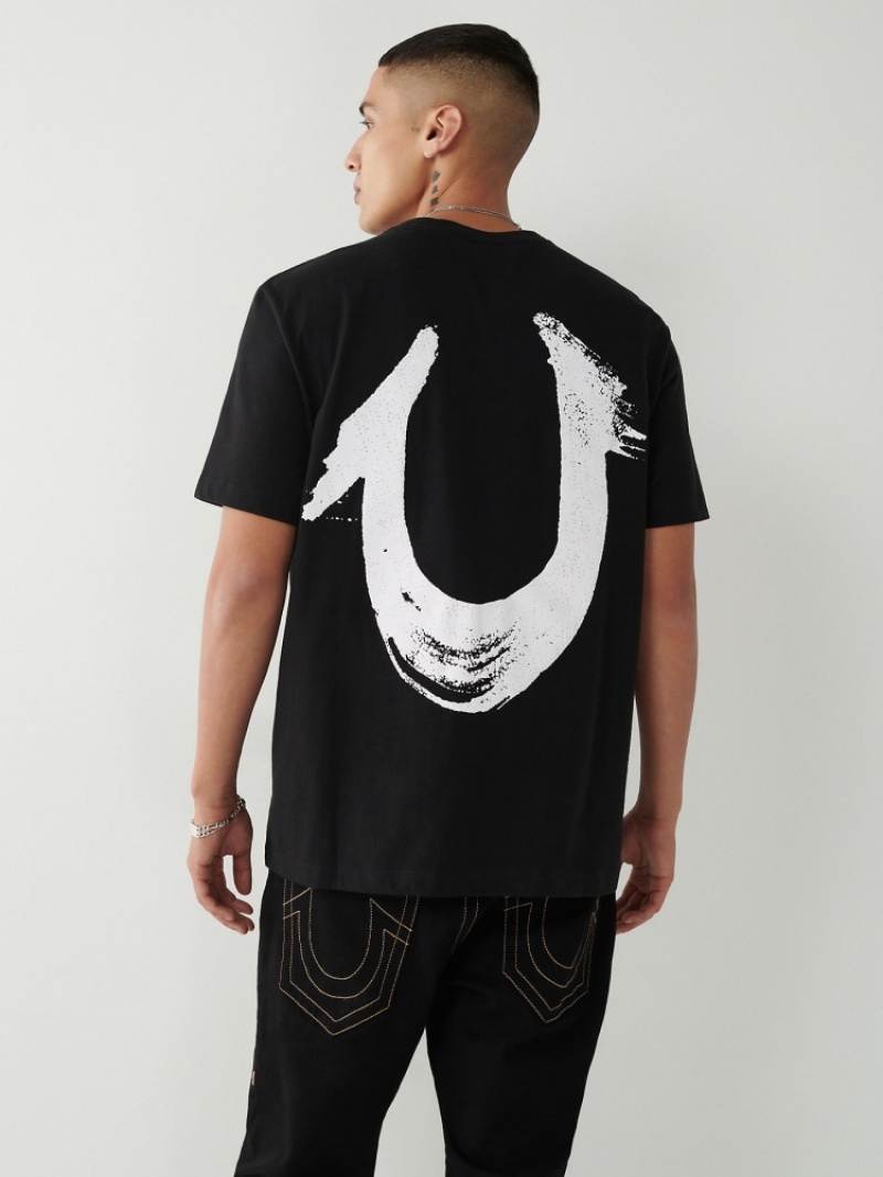 T Shirts True Religion Horseshoe Relaxed Homme Noir | AJT-84253955