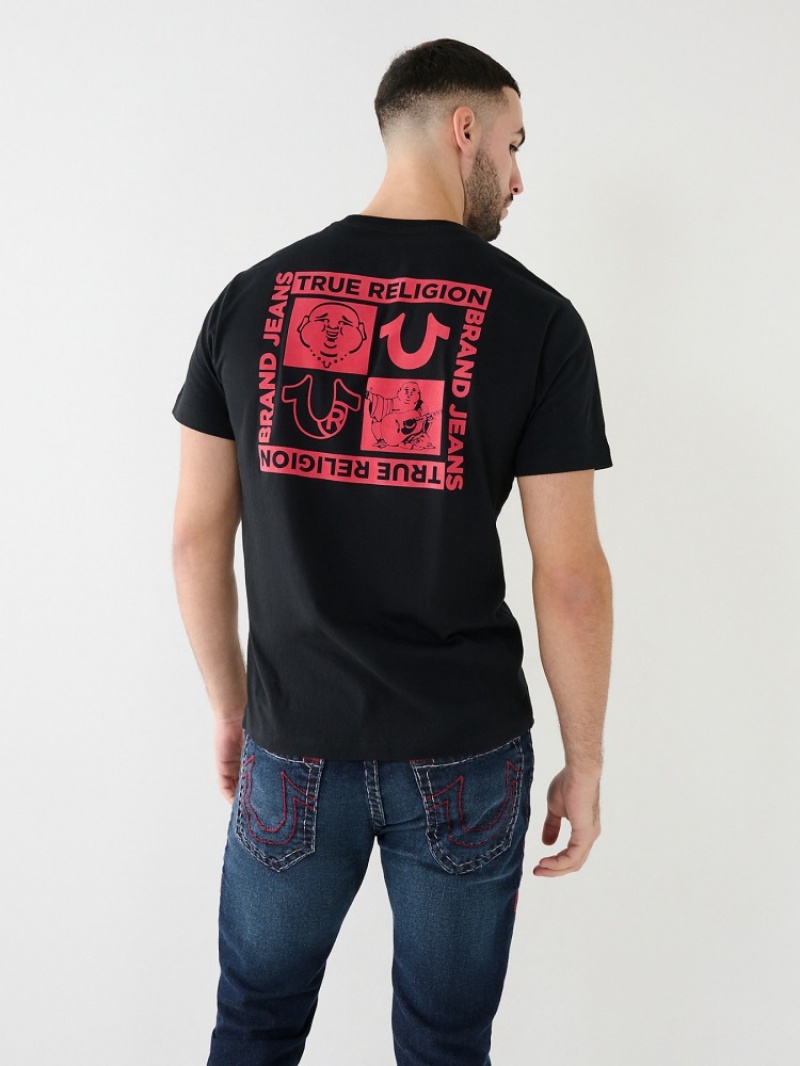 T Shirts True Religion Horseshoe Logo Homme Noir | RVN-28051039