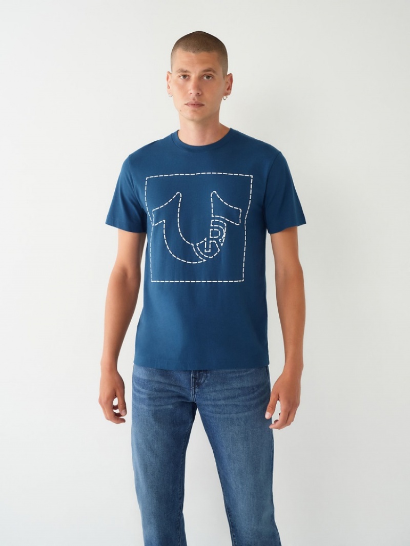 T Shirts True Religion Horseshoe Logo Homme Bleu Marine | VTQ-17092082