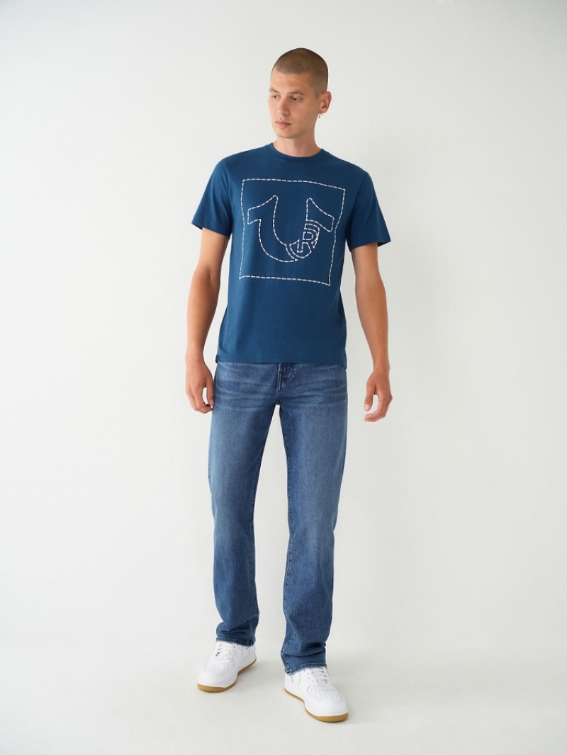 T Shirts True Religion Horseshoe Logo Homme Bleu Marine | VTQ-17092082