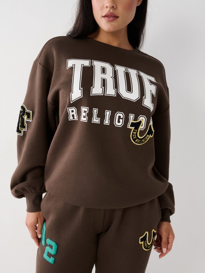 Sweatshirt True Religion True Relaxed Femme Noir | CCO-03538474