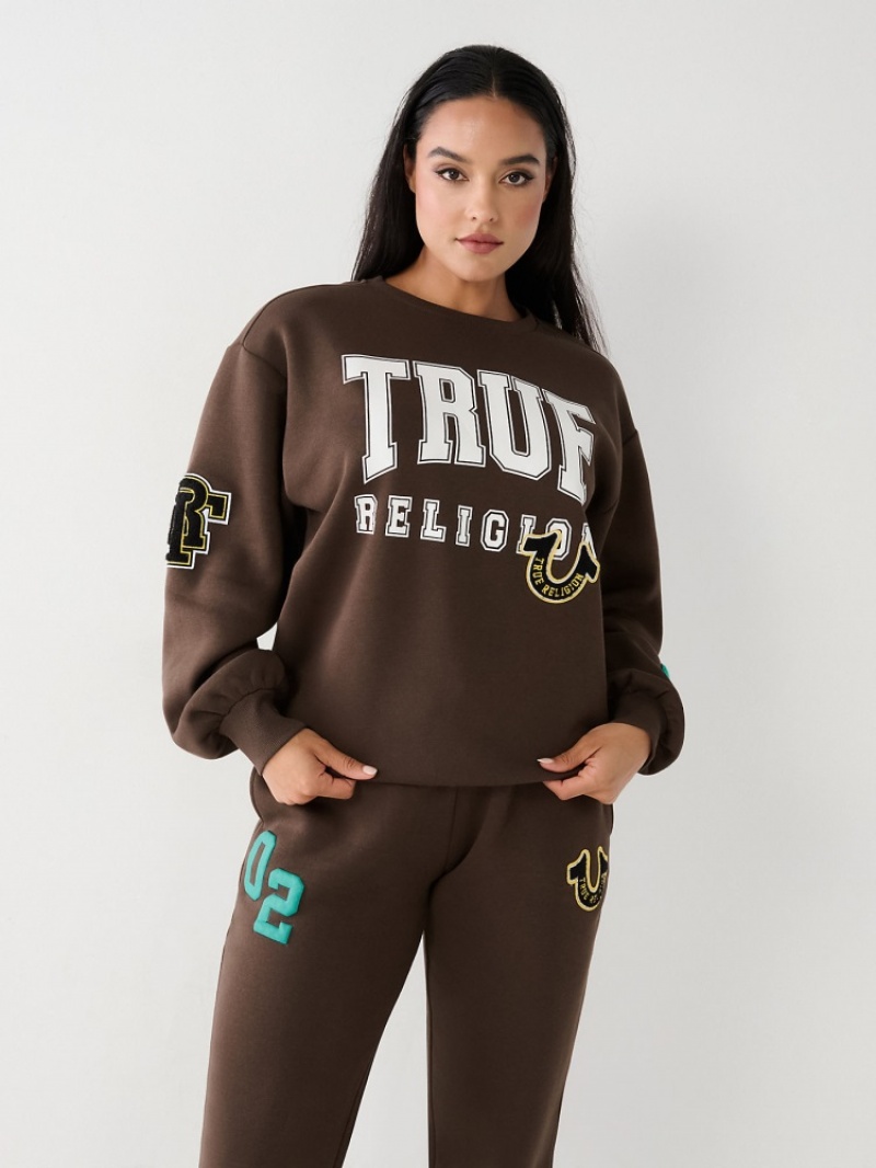 Sweatshirt True Religion True Relaxed Femme Noir | CCO-03538474