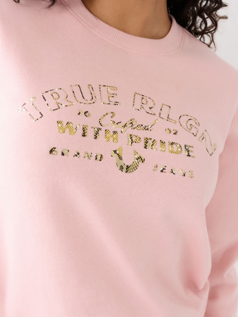 Sweatshirt True Religion True Logo Femme Blanche Bleu | DKU-89128899