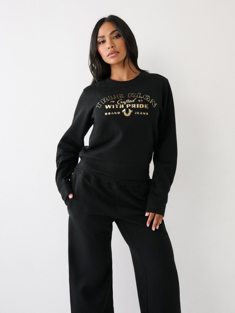 Sweatshirt True Religion True Logo Femme Bleu Marine | TYG-90321623