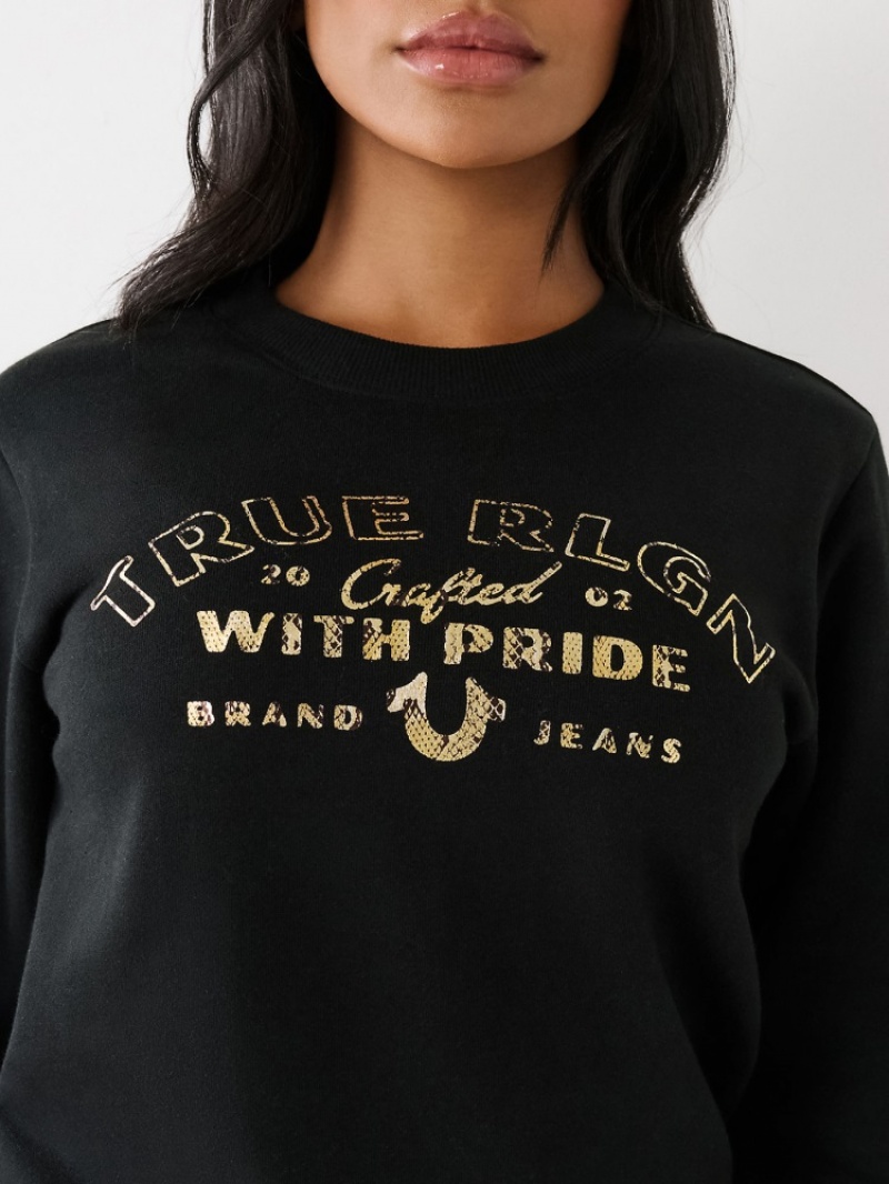 Sweatshirt True Religion True Logo Femme Bleu Marine | TYG-90321623