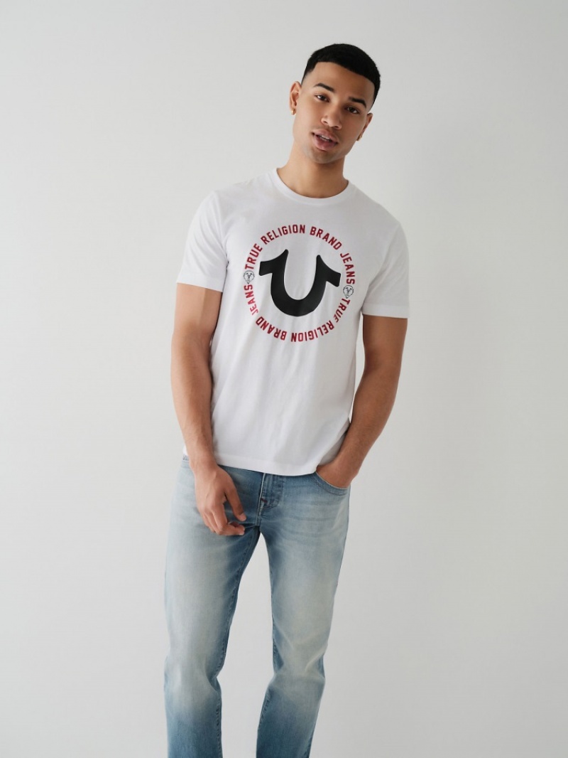 T Shirts True Religion Horseshoe Logo Homme Blanche Noir | ACT-24896462