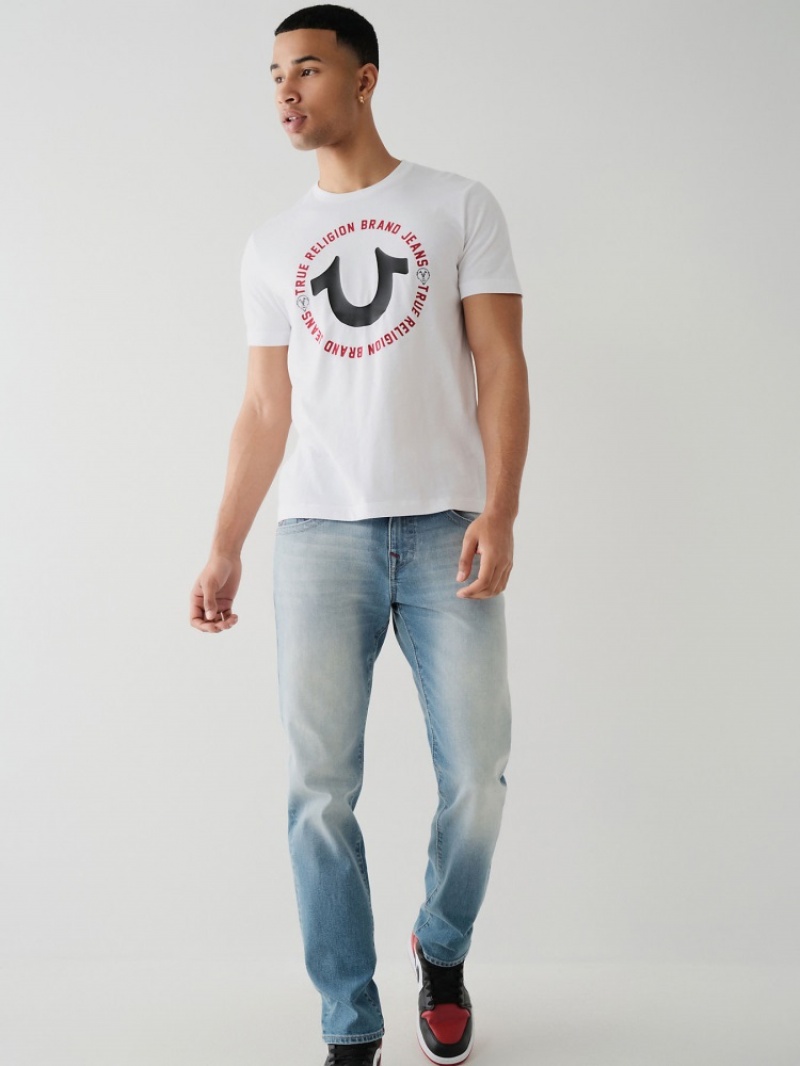 T Shirts True Religion Horseshoe Logo Homme Blanche Noir | ACT-24896462