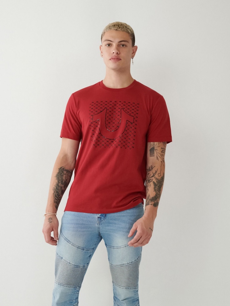 T Shirts True Religion Horseshoe Logo Homme Orange Rose | JIO-46627096