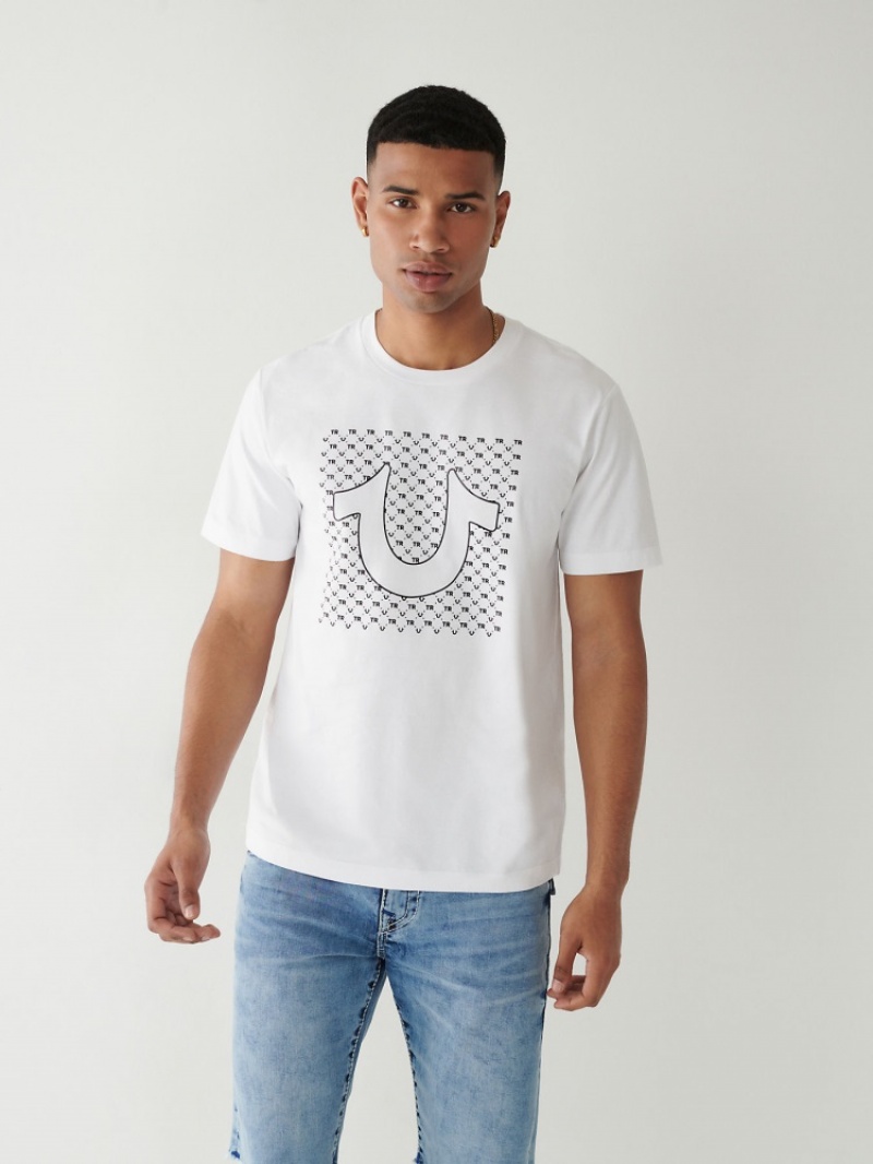 T Shirts True Religion Horseshoe Logo Homme Noir Jaune | KNB-63886945