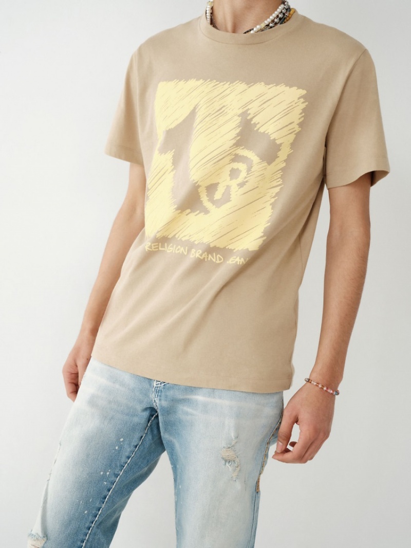 T Shirts True Religion Horseshoe Logo Homme Kaki | XDV-45592298