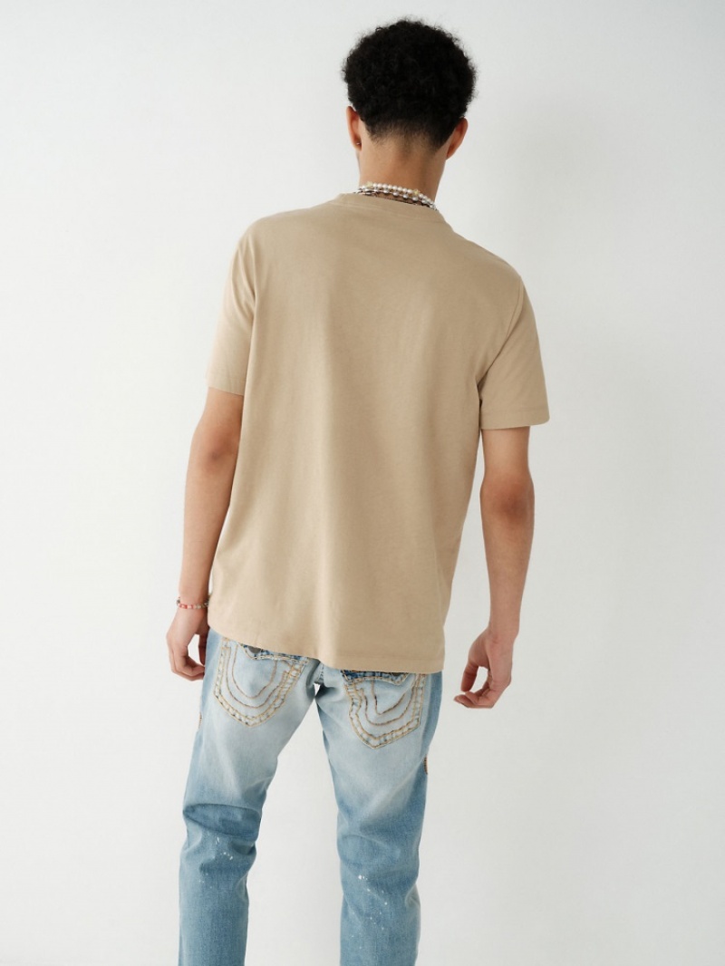 T Shirts True Religion Horseshoe Logo Homme Kaki | XDV-45592298