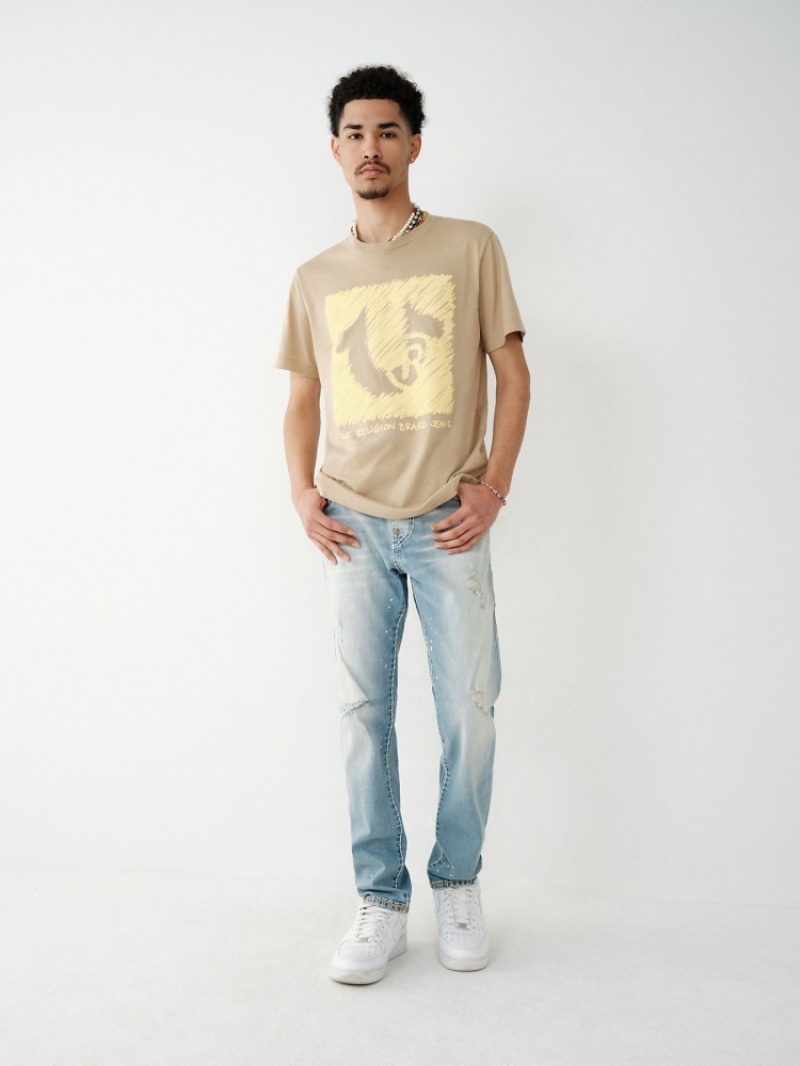 T Shirts True Religion Horseshoe Logo Homme Kaki | XDV-45592298